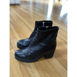 Zara Sz 9 Black Chunky Platform Heel Combat Goth Gothic Ankle Moto Boots Y2K EUC